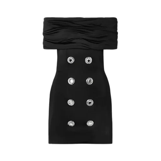 Balmain Buttonedboat Neck Mini Dress