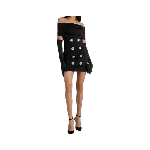 Balmain Buttonedboat Neck Mini Dress