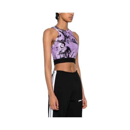 Versace Jeans Couture Magazine-Printed Sleeveless Cropped Top