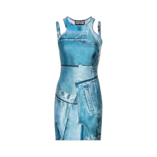 Denim-Print Mini Dress