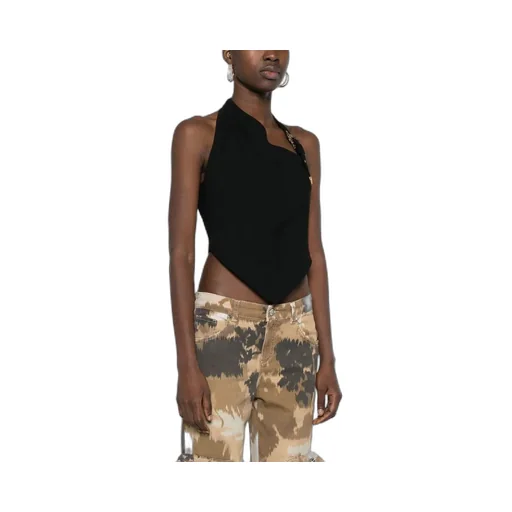 Baroque-Buckle Cropped Top
