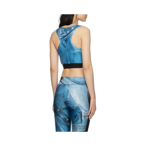 Patch Denim Crop Top