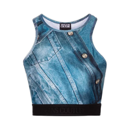 Patch Denim Crop Top