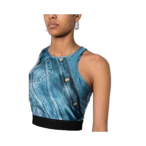 Patch Denim Crop Top