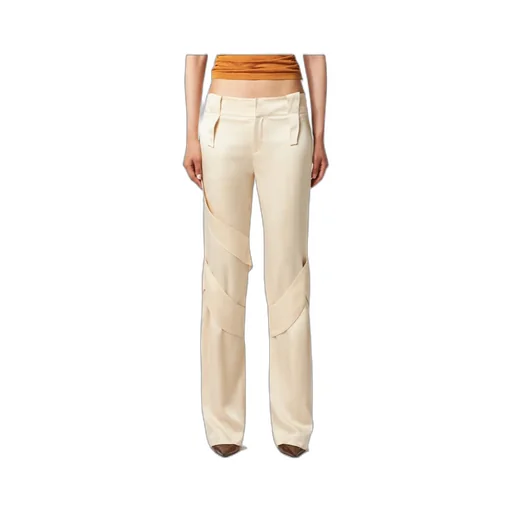 Blumarine Mid-Waist Satin Cargo Trousers