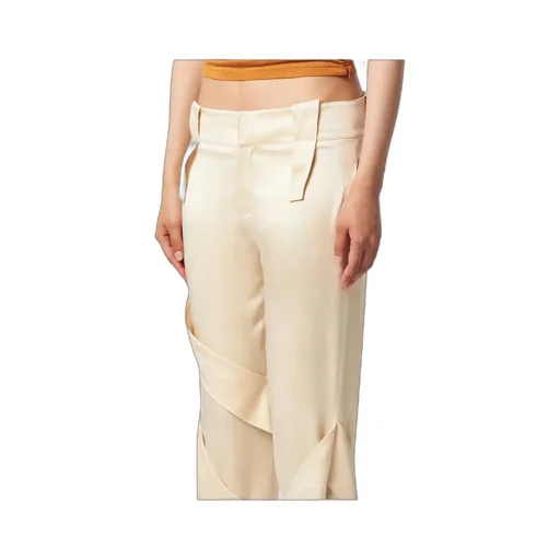 Blumarine Mid-Waist Satin Cargo Trousers