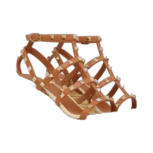 Valentino Garavani Rockstud Open Toe Wedge Espadrilles