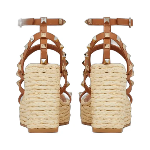 Valentino Garavani Rockstud Open Toe Wedge Espadrilles