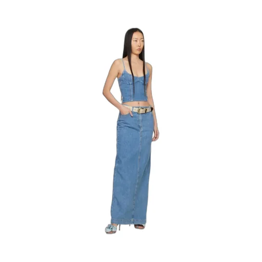 Magda Butrym Corset Cropped Denim Tank Top
