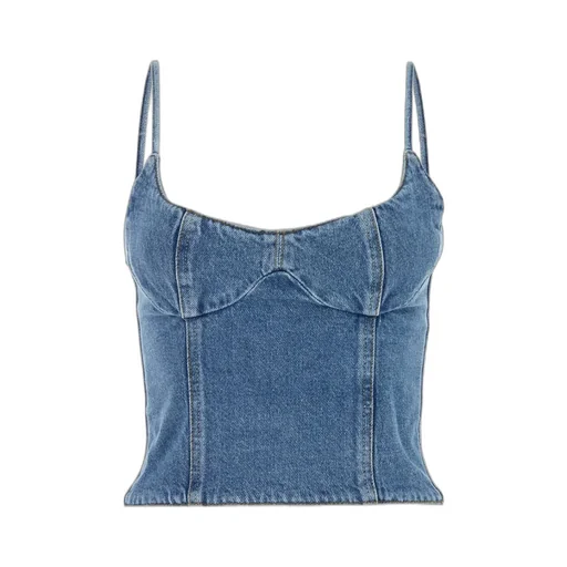 Magda Butrym Corset Cropped Denim Tank Top