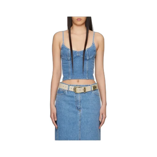 Magda Butrym Corset Cropped Denim Tank Top