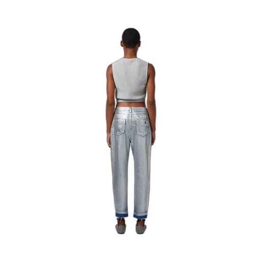 Elisabetta Franchi Laminated Boyfriend Jeans