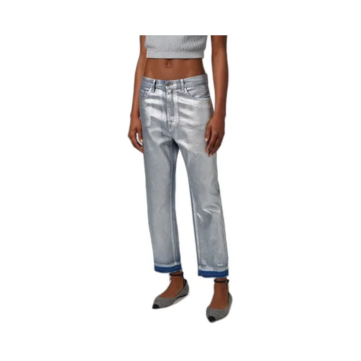 Elisabetta Franchi Laminated Boyfriend Jeans