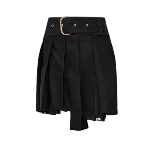 Off-White Asymmetric Hem Pleated Mini Skirt