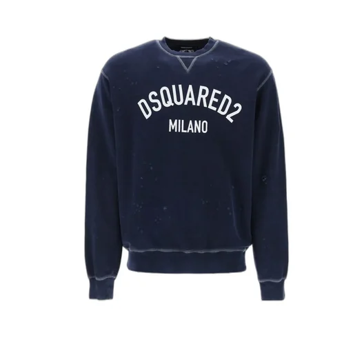 Dsquared2 Logo Print Distressed Crewneck Sweatshirt