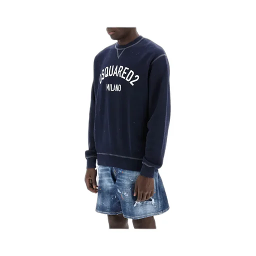 Dsquared2 Logo Print Distressed Crewneck Sweatshirt