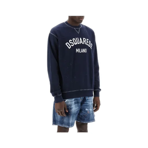Dsquared2 Logo Print Distressed Crewneck Sweatshirt