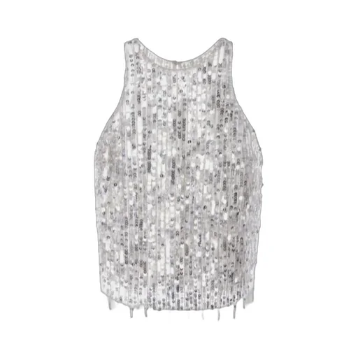 Elisabetta Franchi Sequin Embellished Cropped Tulle Top