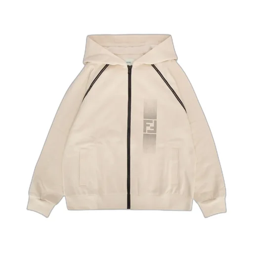 Fendi Kids Logo Embellished Zip-Up Hoodie