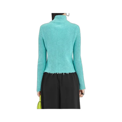 Mm6 Maison Margiela Raw-Cut Zipped Cropped Cardigan