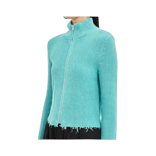 Mm6 Maison Margiela Raw-Cut Zipped Cropped Cardigan