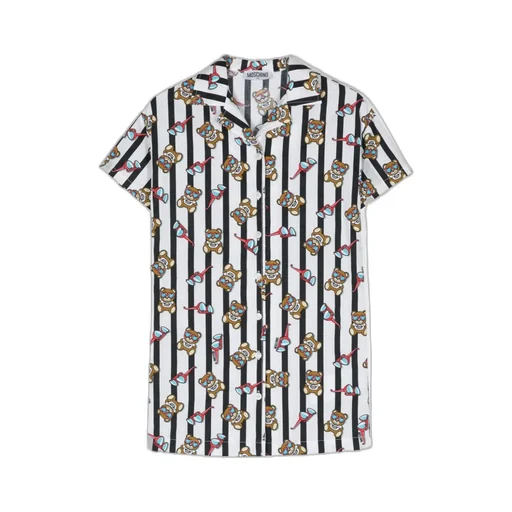 Teddy Bear-Print Striped Dress
