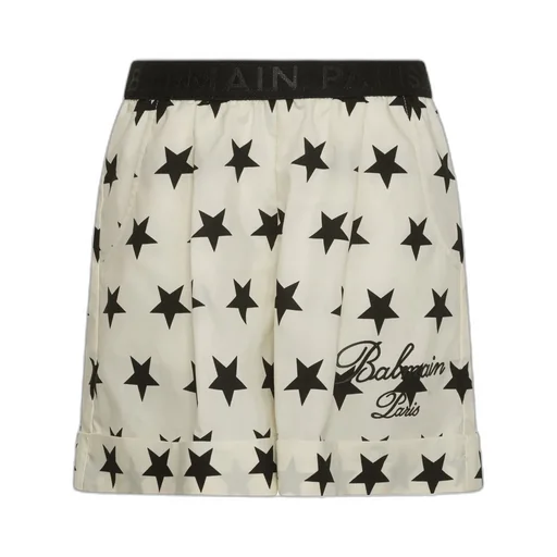 Balmain Kids All-Over Star Printed Turn-Up Hem Shorts