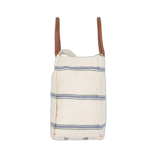 Marni Logo Embroidered Striped Large Tote Bag