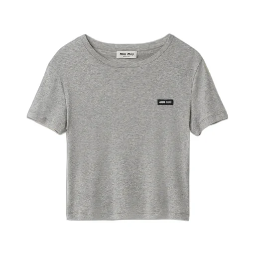 Miu Miu Logo-Patch Crewneck T-Shirt