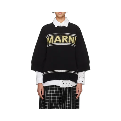 Marni Logo Intarsia Knitted Crewneck Jumper