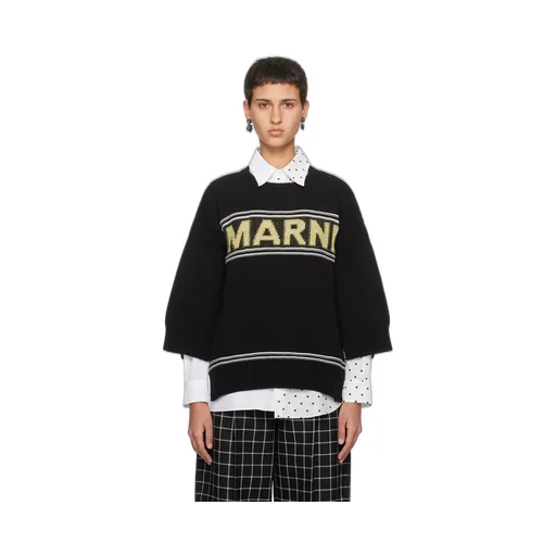 Marni Logo Intarsia Knitted Crewneck Jumper