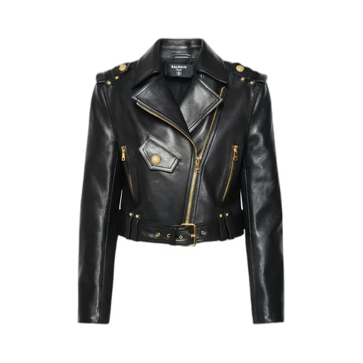 Balmain Zipped Leather Biker Jacket