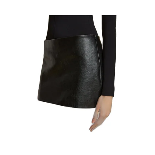 Khaite The Jett Zipped Leather Mini Skirt