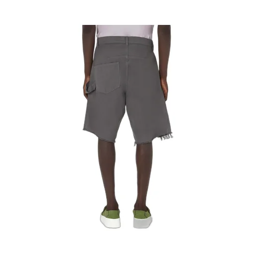 Jw Anderson Asymmetric-Waist Fringed-Edge Bermuda Shorts