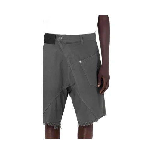 Jw Anderson Asymmetric-Waist Fringed-Edge Bermuda Shorts