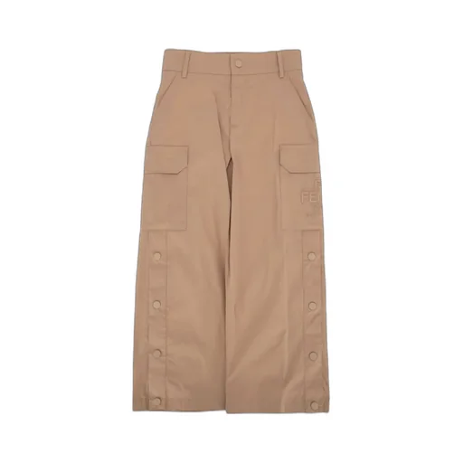 Fendi Kids Logo Embroidered Wide-Leg Pants