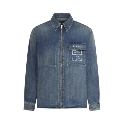 Givenchy 4G Print Zipped Denim Shirt