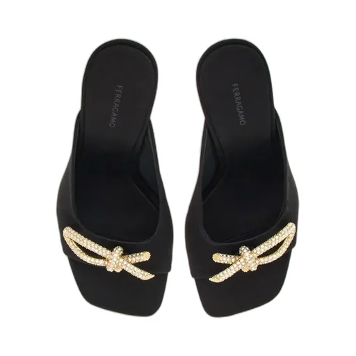 Salvatore Ferragamo Embellished Bow-Detailed Slip-On Mules