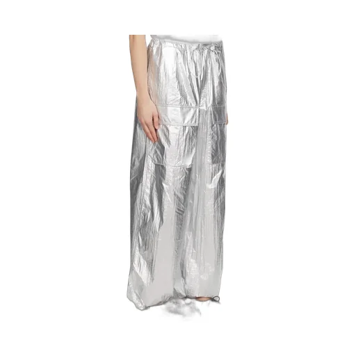 Drawstring-Fastening Metallic Trousers