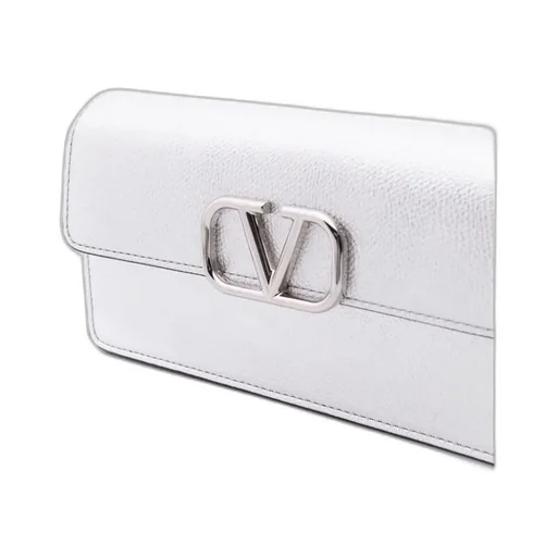 Valentino Vlogo Signature Metallic Effect Foldover Top Wallet
