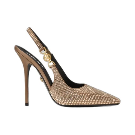 Versace Embellished Medusa 95 Square Toe Slingback Pumps