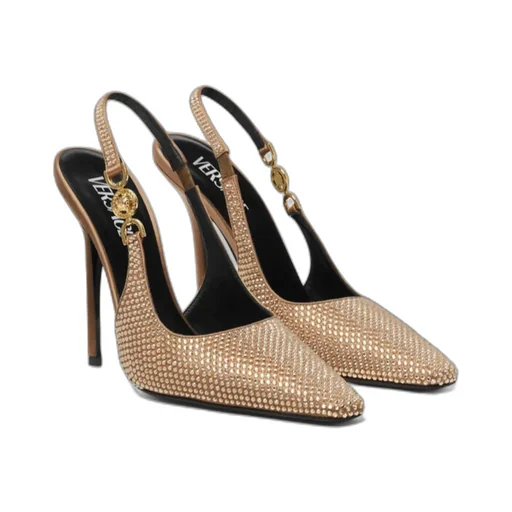 Versace Embellished Medusa 95 Square Toe Slingback Pumps