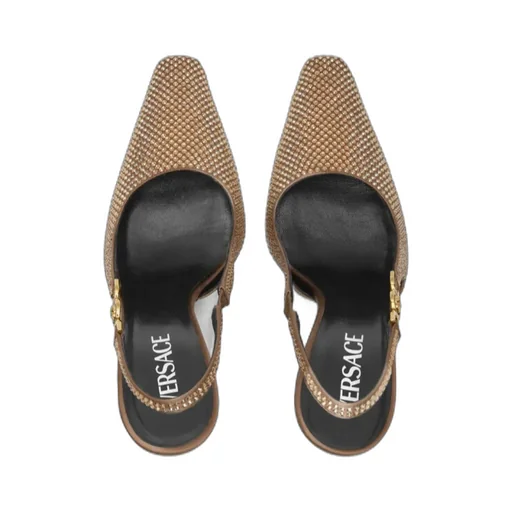 Versace Embellished Medusa 95 Square Toe Slingback Pumps