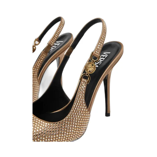Versace Embellished Medusa 95 Square Toe Slingback Pumps