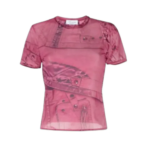 Graphic-Print Semi-Sheer T-Shirt