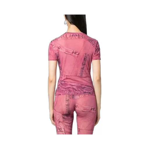 Graphic-Print Semi-Sheer T-Shirt
