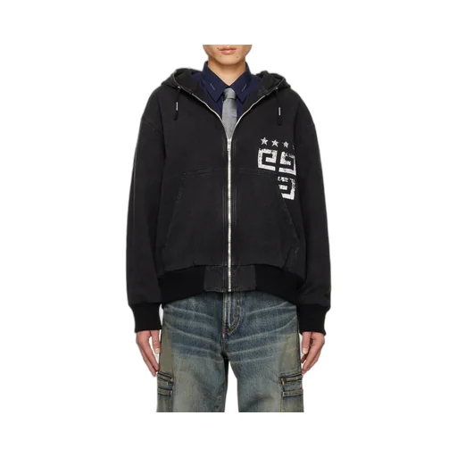 Logo Zipper Denim Coat