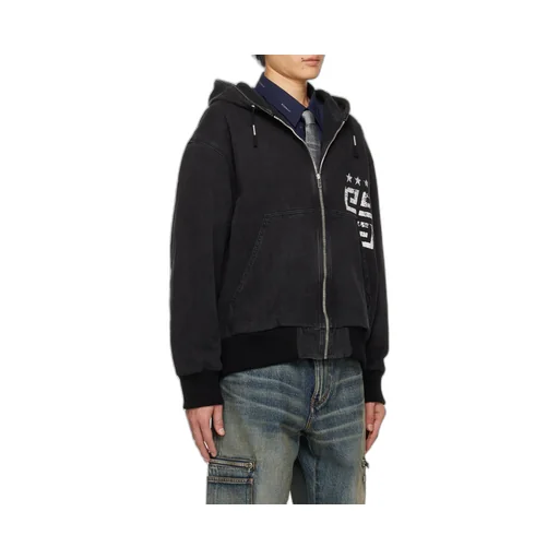 Logo Zipper Denim Coat
