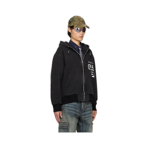 Logo Zipper Denim Coat
