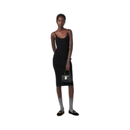 Miu Miu Sleeveless Ribbed-Knit Midi Dress